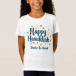 Shofar So Bra Tee"! 🕎 🎉 T Shirt<br><div class="desc">Lyft upp sin Hanukkah-garderob med den här leksaks- och festliga barngarantin! Med ett fet "Lycklig Hanukkah" i ljusblått skript omgivet av en spricka av färgfulla stjärnor är det ren firande på bomull. Taggen "Shofar So Bra!" lägger till en gigantisk twist som är perfekt för familjemöten, party eller som snurrar genom...</div>