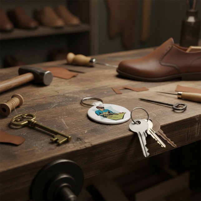 ShoM Reparation Cobbler Vintage Shoemaker Nyckelring (Skapare uppladdad)