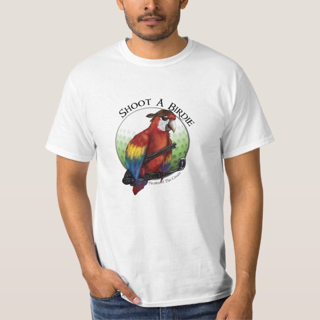 Shoot A Birdie Parrot Golfer T-Shirt (Framsida)