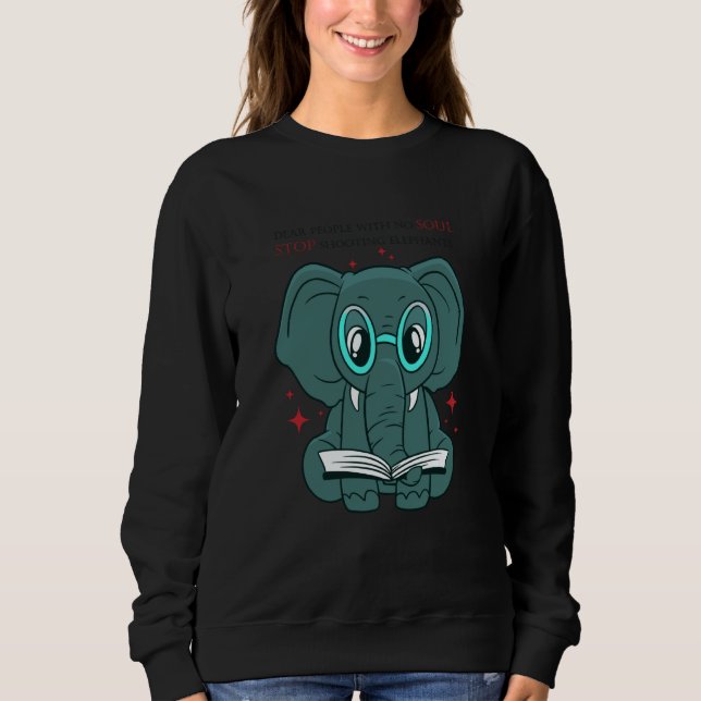 shooting elephants stop cute reading book t shirt (Framsida)