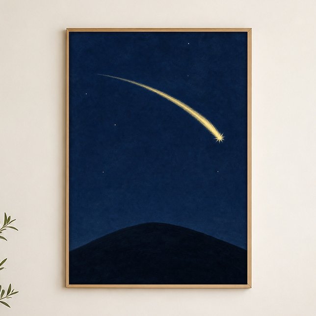 Shooting Star Hill Vattenfärg Himmelsk Poster (Shown framed for scale. Poster ships unframed; frames are an optional add-on.)
