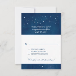Shooting Star Navyblå Akvarell Bröllop | RSVP OSA Kort
