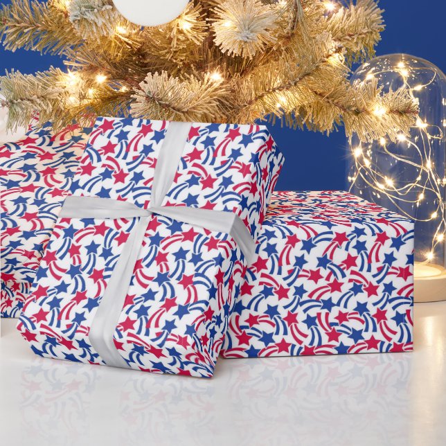 Shooting Star Spangled Gift Wrapping Paper Presentpapper (Helgdagar)