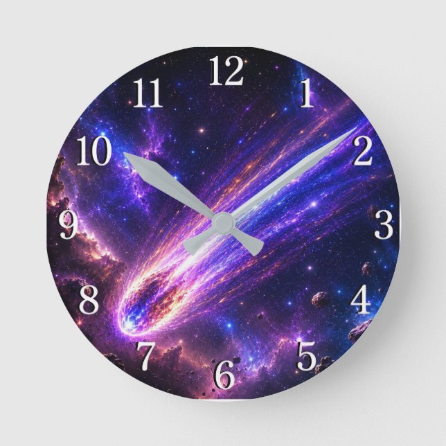 Shooting Star Wall Clock — Night Sky Design Rund Klocka (Framsida)