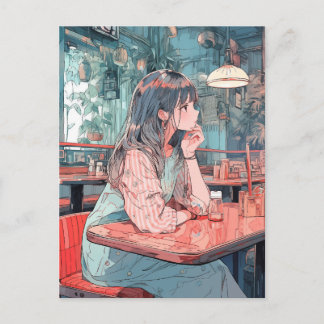 【SHOP限定イラスト】カフェで待ち合わせ|寿司娘GenerativeAI Vykort
