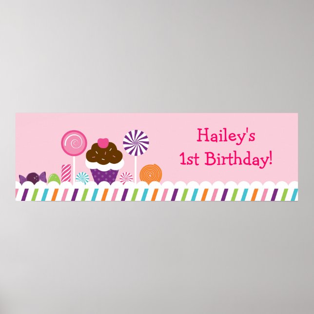 Shop Candy Birthday Banner-skylt Poster (Framsidan)