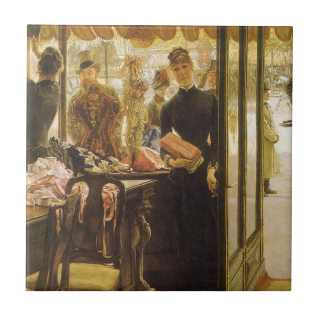 Shop Girl by James Tissot, Victorian Fine Art Kakelplatta (Framsidan)