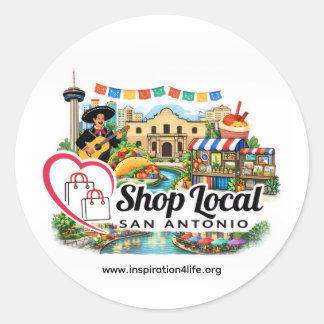 Shop Local San Antonio Round Sticker Runt Klistermärke