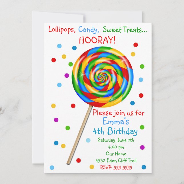 Shop Lollipop Birthday-inbjudningar Inbjudningar (Framsida)