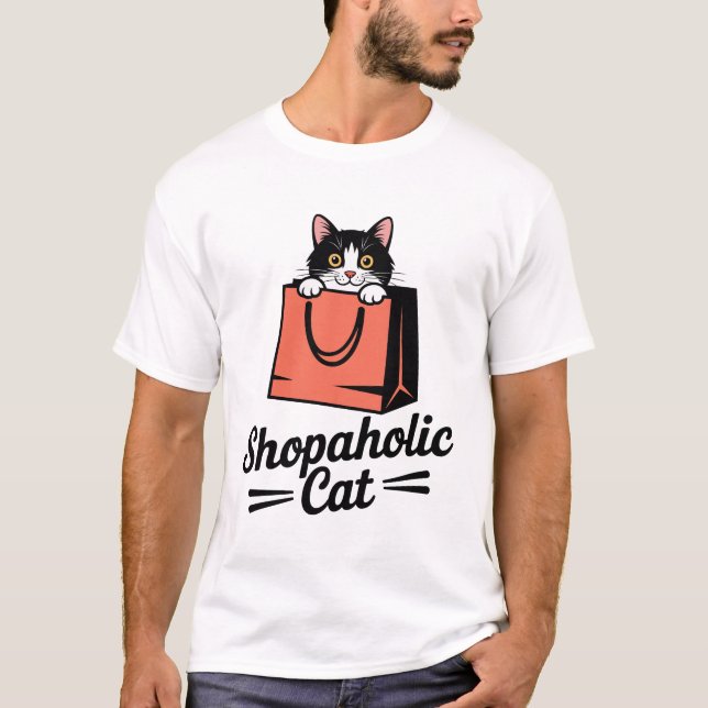 ShopaholCat Funny T-Shirt (Framsida)