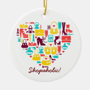 Shopaholic (hjärta) anpassade) julgransprydnad keramik