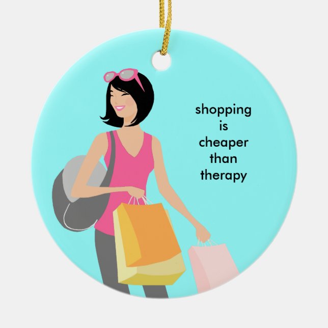 Shopaholic keramiska julprydnadar julgransprydnad keramik (Framsidan)