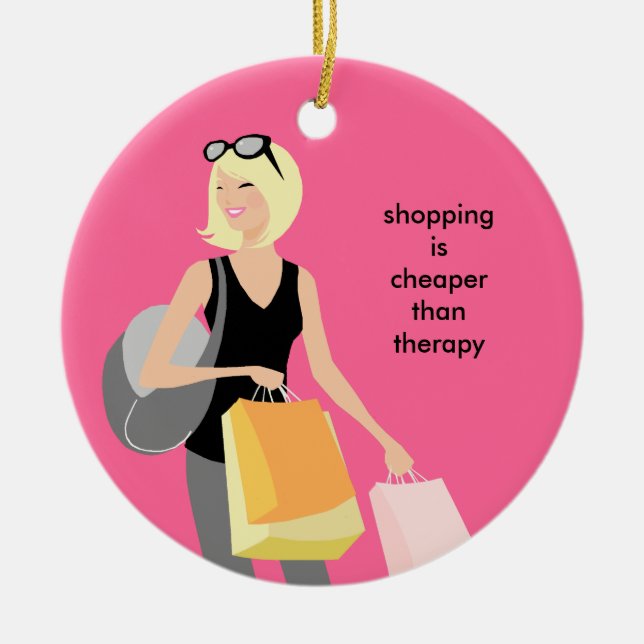 Shopaholic keramiska julprydnadar julgransprydnad keramik (Framsidan)