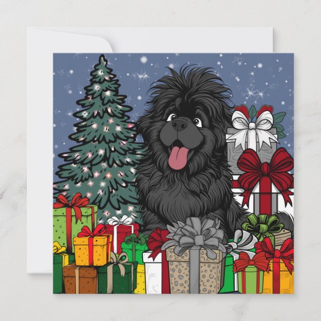 Shopaholic Newfoundland Galet Julpresent Julkort (Framsida)