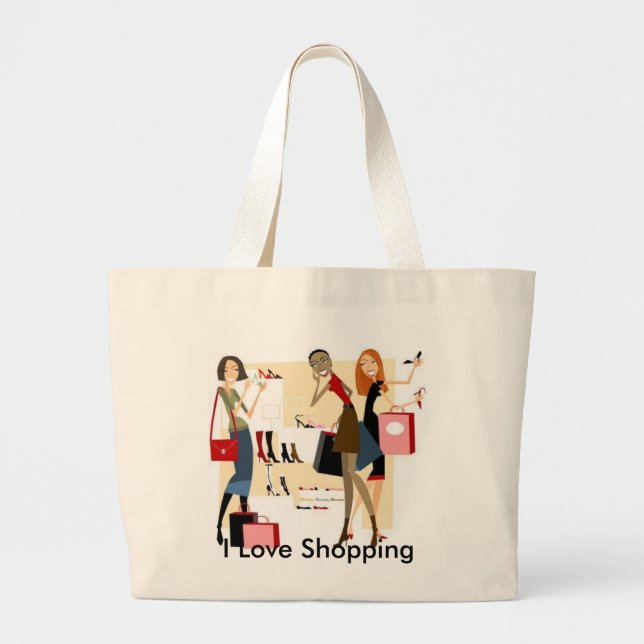 Shopaholic shopping bag jumbo tygkasse (Framsidan)