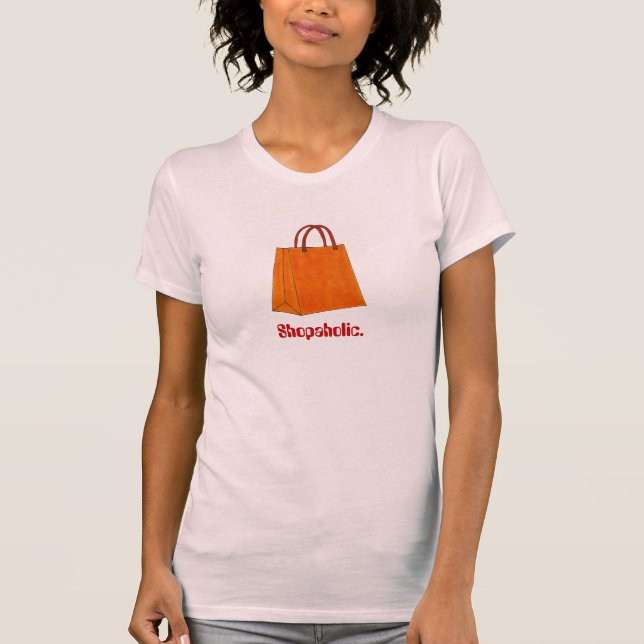 ShopaholOrange Shopping bag Fashionista Tee (Framsida)