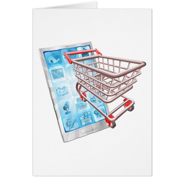 Shoppa mobilt app-begrepp hälsningskort (Framsidan)