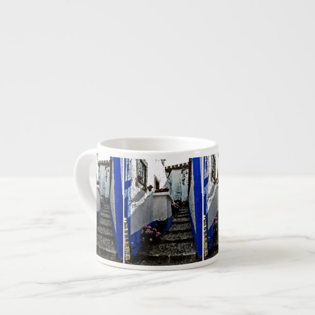 Shoppa och kliver i Obidos Portugal Espressomugg (Framsida vänster)