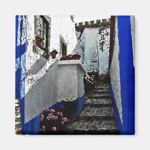 Shoppa och kliver i Obidos Portugal Magnet