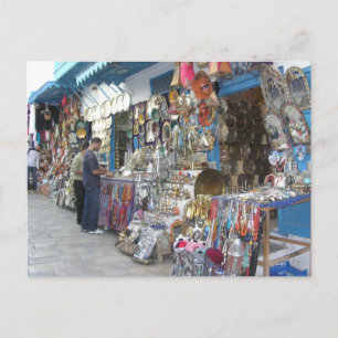 shoppa på en bazaar i Tunisien Vykort