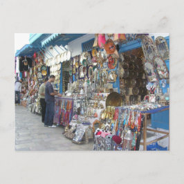 shoppa på en bazaar i Tunisien Vykort