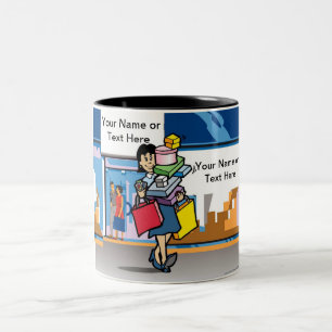 Shopper - Kvinnlig Tecknad via PrintedPerfection.c Två-Tonad Mugg