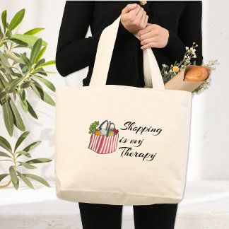 Shopping är min terapi - Shoppingväska Jumbo Tygkasse