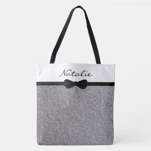 Shopping av svart Personlig i Glitter Silver Tygkasse
