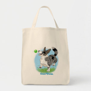 Shopping bag med blå merle corgi! tygkasse
