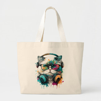 Shopping bag med färgfull kattbild jumbo tygkasse