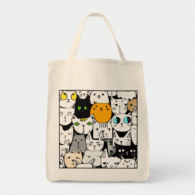 Shopping bag med katter tygkasse (Framsidan)