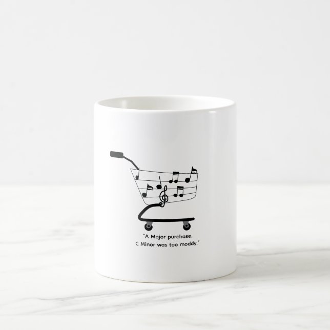 Shopping cart mug with musical notes, funny, humor kaffemugg (Center)