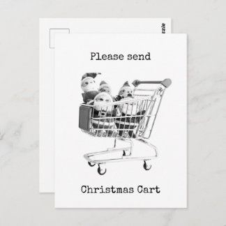 Shopping Cart Santa Postcard Vykort