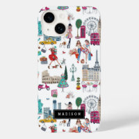 Shopping City Girl Illustration Mönster