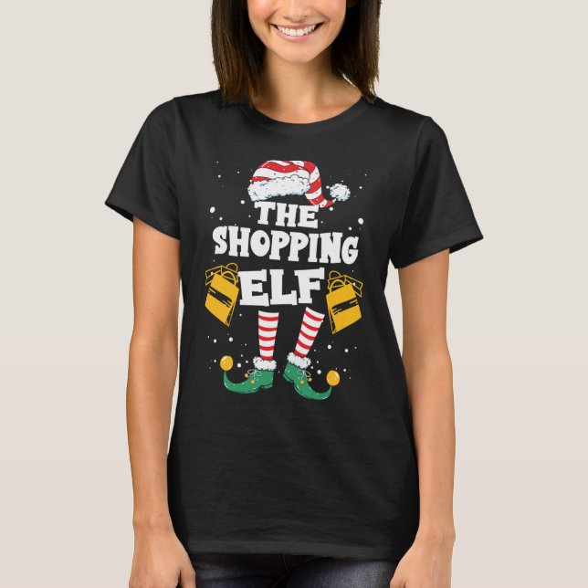 Shopping Elf-familjen matchande jul Pajama T Shirt (Framsida)