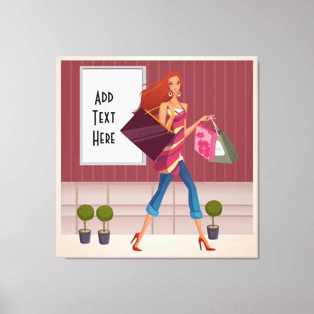 Shopping Girl Wrapped Canvas (Framsida)
