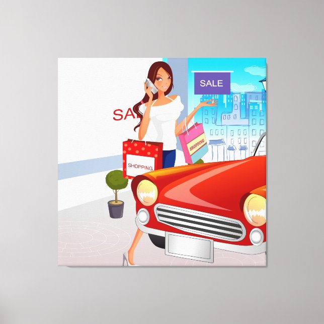 Shopping Girl Wrapped Canvas (Framsida)