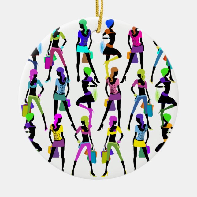 Shopping Glamor Girls Julgransprydnad Keramik (Framsidan)