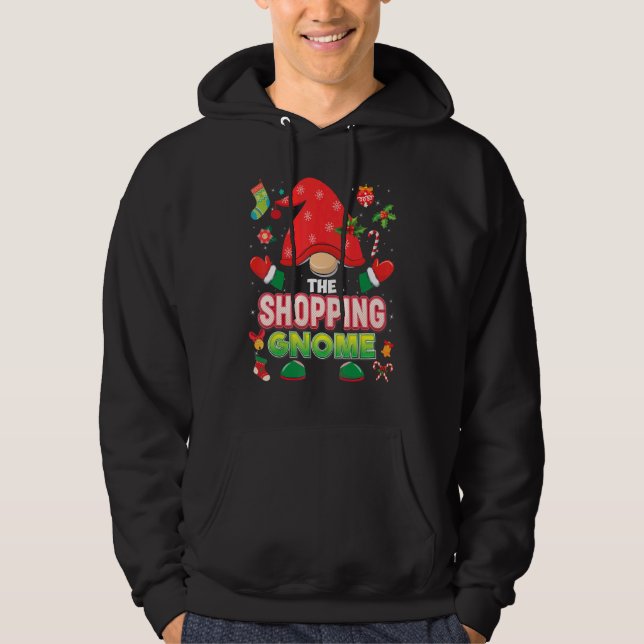 Shopping Gnome Matching Family God jul Hoodie (Framsida)