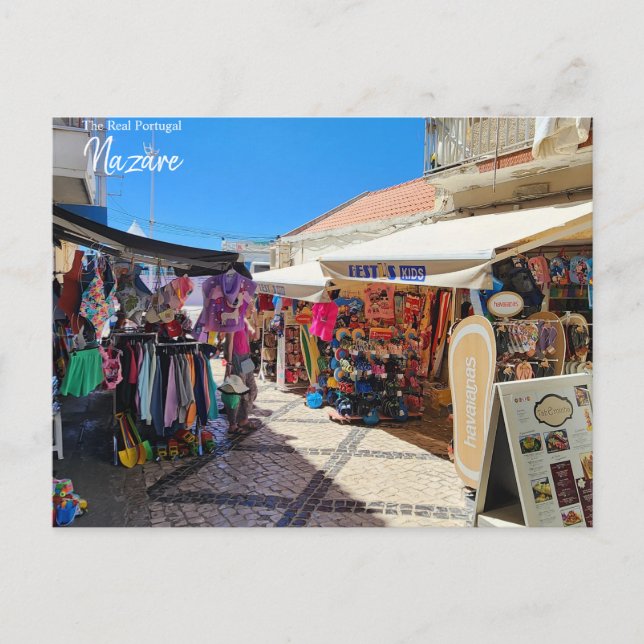 Shopping i Nazare, Portugal Vykort (Framsida)