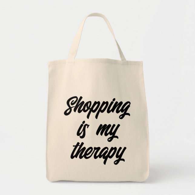 "Shopping is my Therapy" Detaljhandelsbehandling Tygkasse (Framsidan)