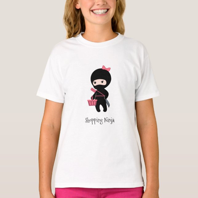 Shopping Ninja Girl Tee Shirt (Framsida)