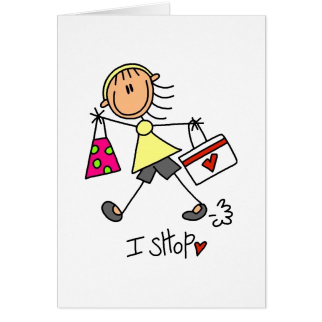 Shopping Stick figur Hälsningskort (Framsidan)