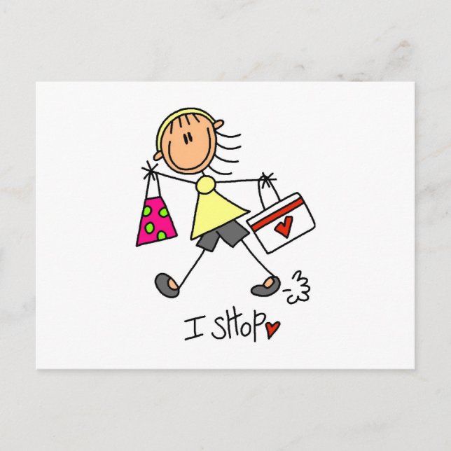 Shopping Stick Figure Vykort (Framsida)