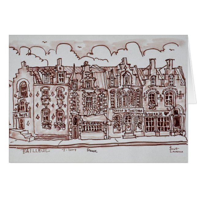 Shopping Street| Bailleul, Frankrike Hälsningskort (Framsidan Horizontal)