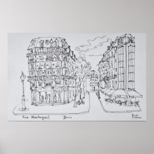 Shopping Street  Rue Montorgueil, Paris, Frankrike Poster
