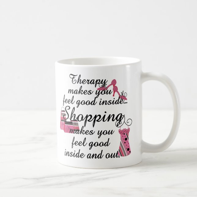 Shopping Therapy Rosa Mode Kaffemugg (Höger)
