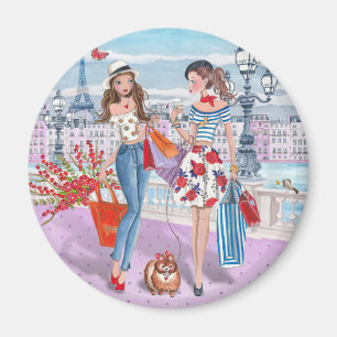 Shoppingflickor i Paris Magnet