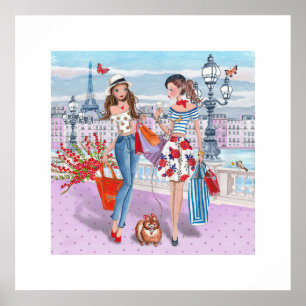 Shoppingflickor i Paris Poster