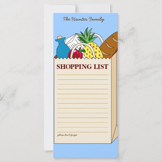 Shoppinglista för personlig-familjen (Framsida)